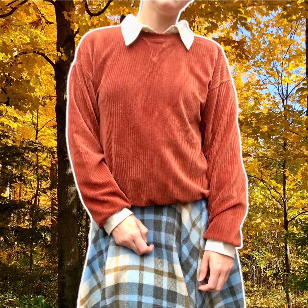 A New Day Fuzzy Ribbed Auburn Crewneck, Size S